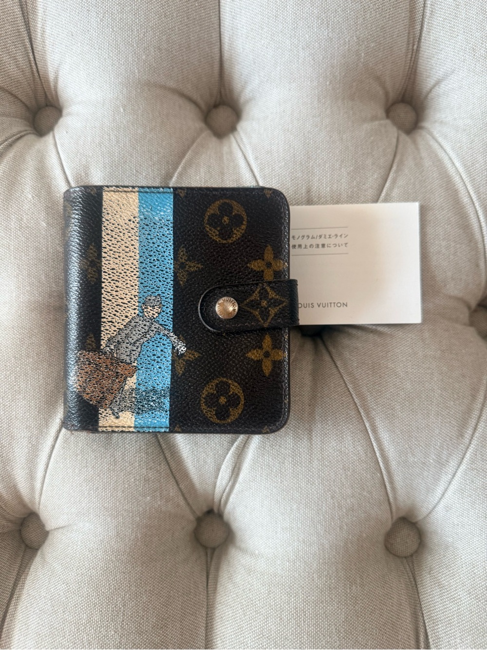 Louis Vuitton 2006 Limited Edition Monogram Groom Compact Zip Blue Wallet